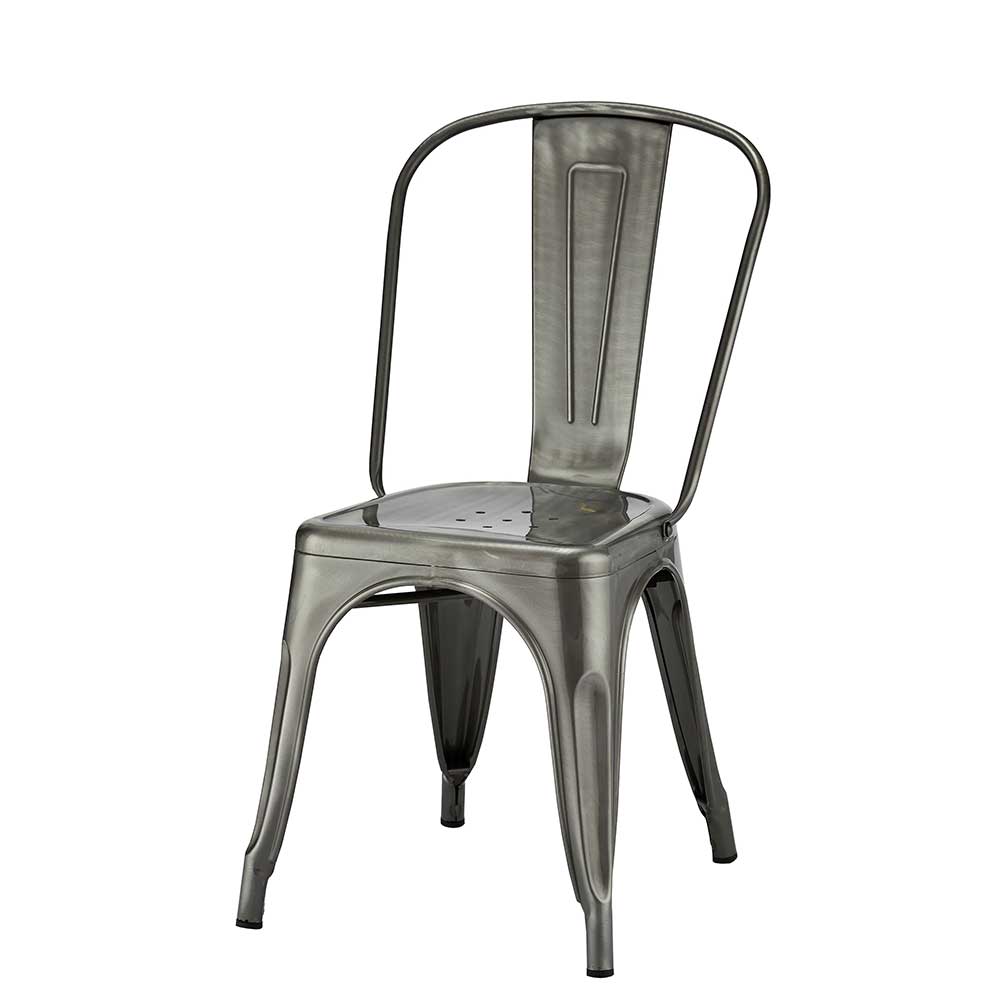 Esstisch Designstühle in Grau lackiert - Raipur (4er Set)