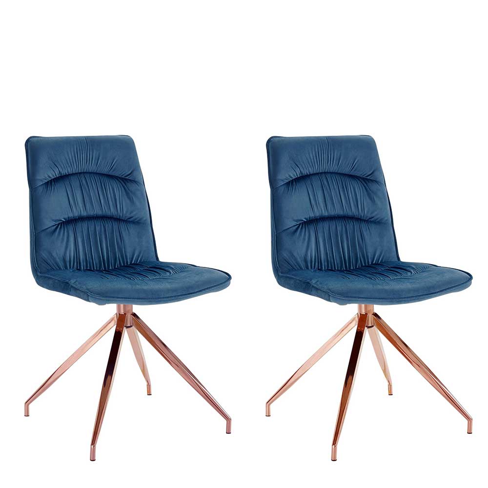 Designerstühle in Blau Samtbezug - Montresor (2er Set)