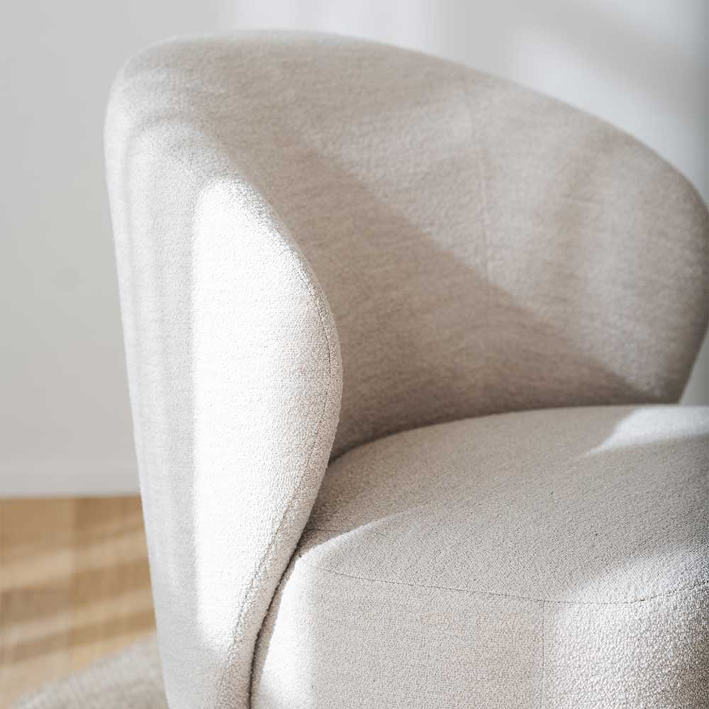 Drehbarer Lesesessel in Cremeweiß Boucle - Cleas