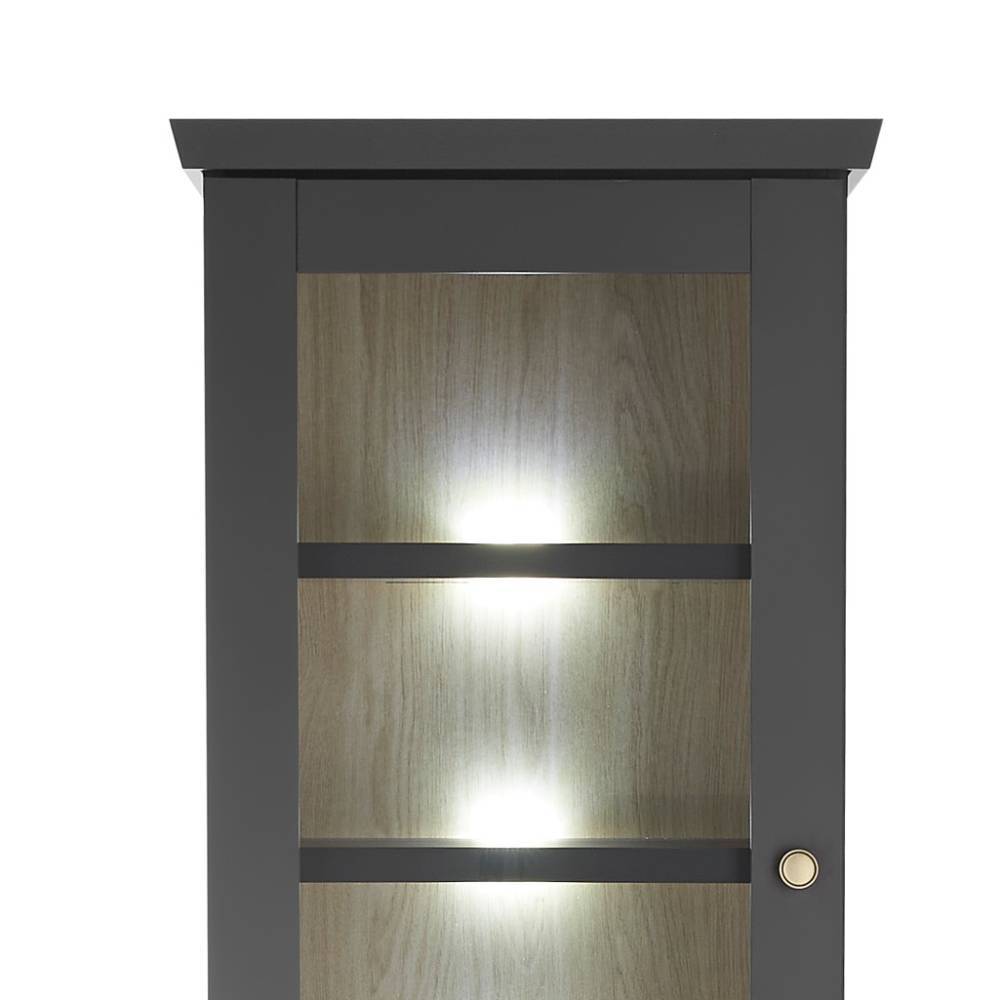 Modern Country Standvitrine in Mattschwarz - Lulumo