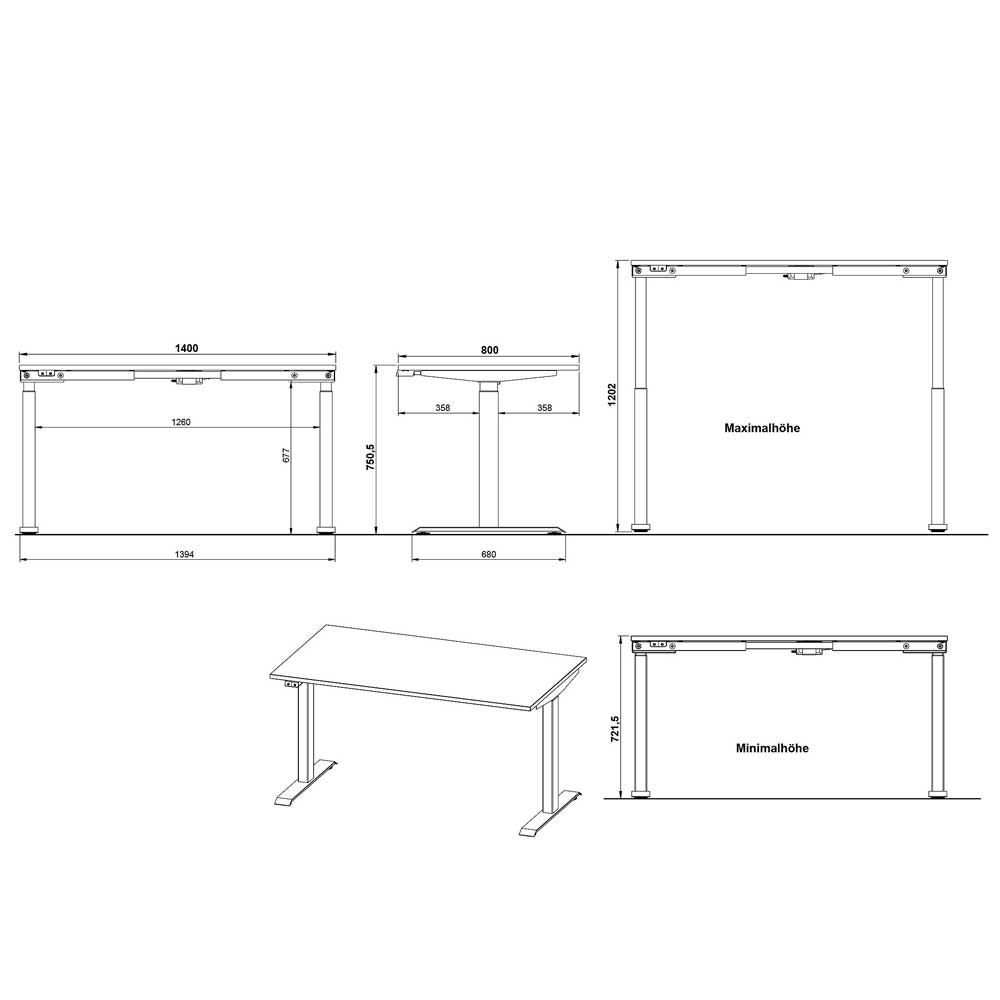 Elektrisch verstellbarer Bürotisch Set - Great (zweiteilig)