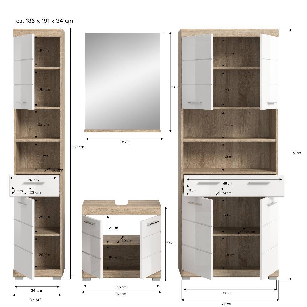 Moderne Badezimmereinrichtung Set - Calbanyara (vierteilig)