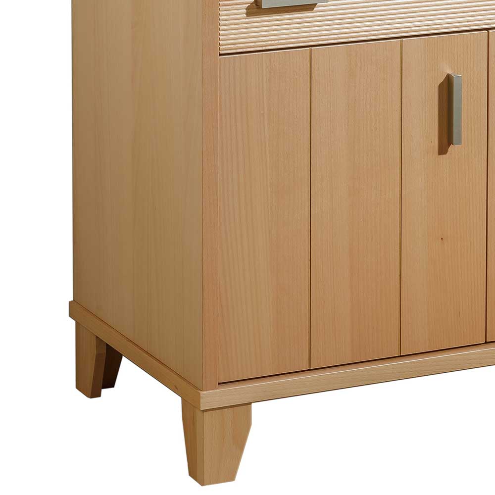 Modernes Detail des Holzschranks aus Buche Natur mit konischen Mel f      Lidoral