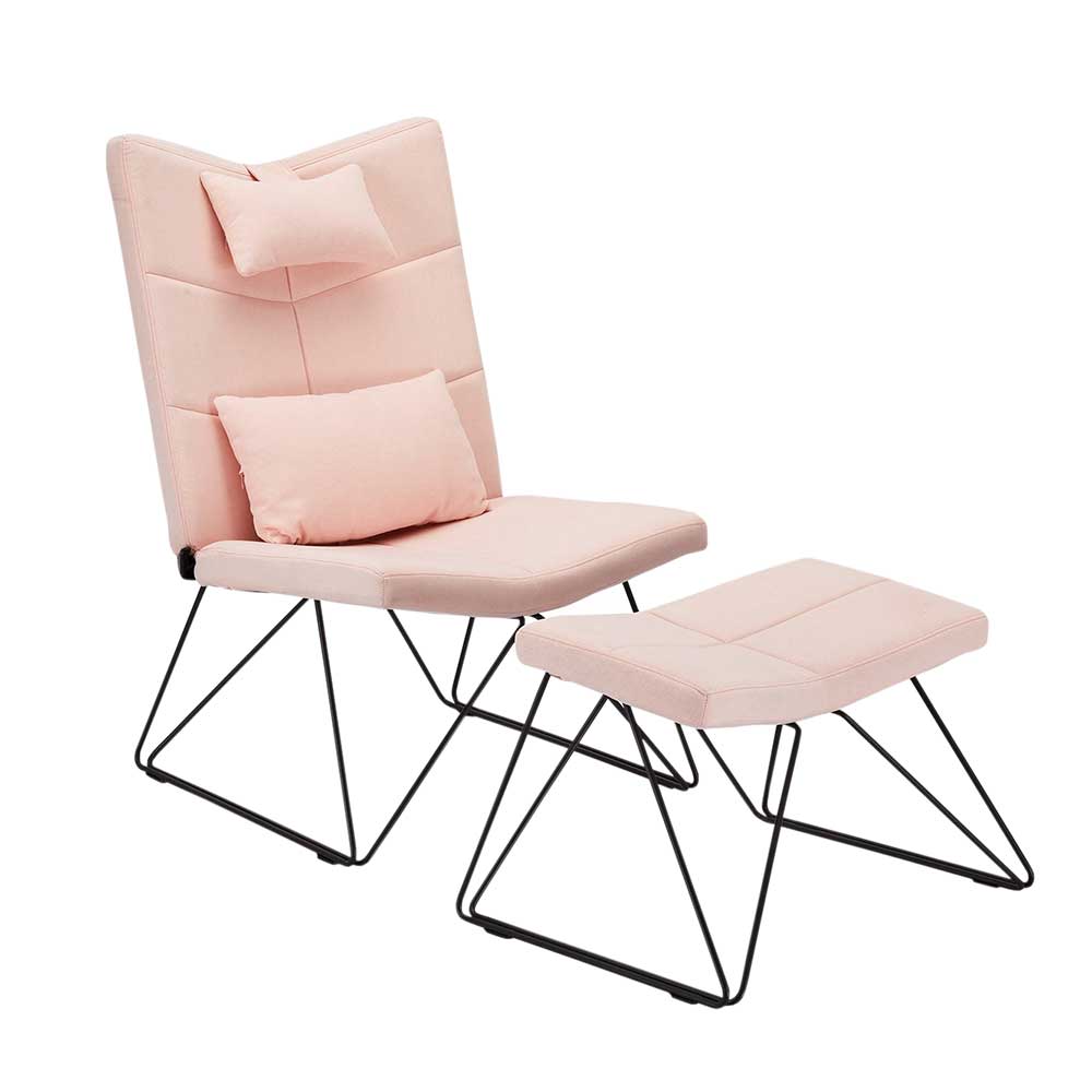 Lounge Stuhl & Hocker in Rosa - Cristalcio (zweiteilig)