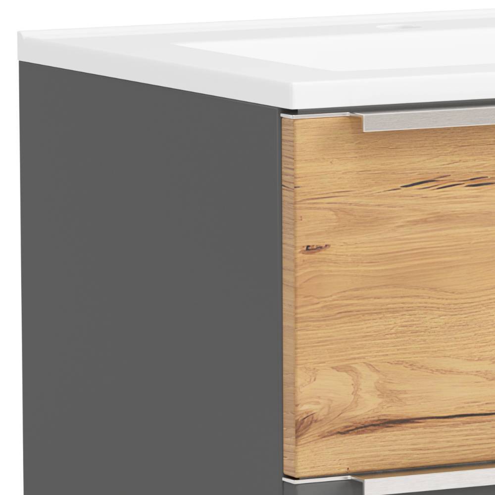60cm Waschbeckenschrank in Mattgrau - Reill
