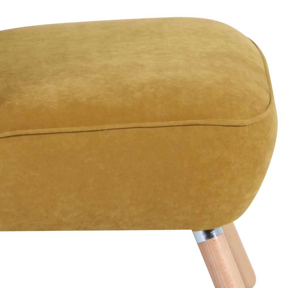 Velours Sessel in Maisgelb und Buche - Barack