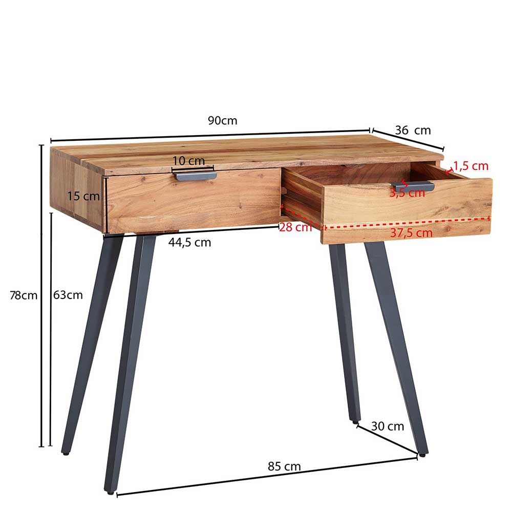 Konsolentisch Schreibtisch aus Akazie & Metall - Ishi