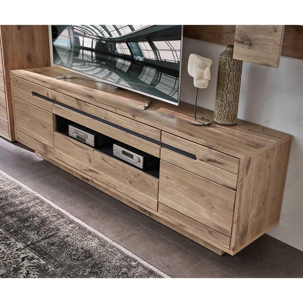 Wohnzimmer Anbauwand Holz Look - Zelio (dreiteilig)