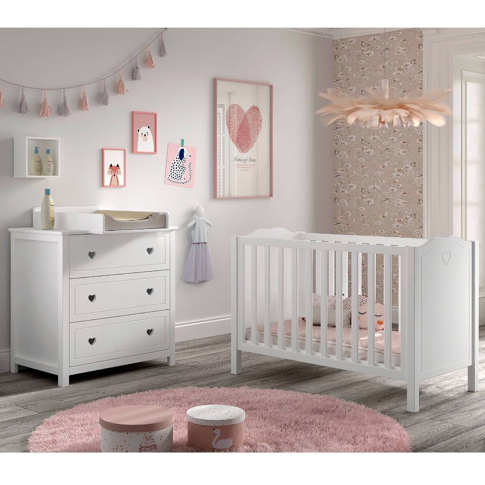 Babybett und Wickelkommode Set - Grandory (dreiteilig)