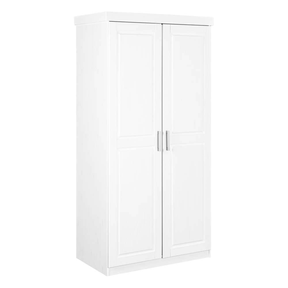 Weißer Kleiderschrank geschlossen mit zwei Türen, ideal für Flur und Diele – Nabrosia