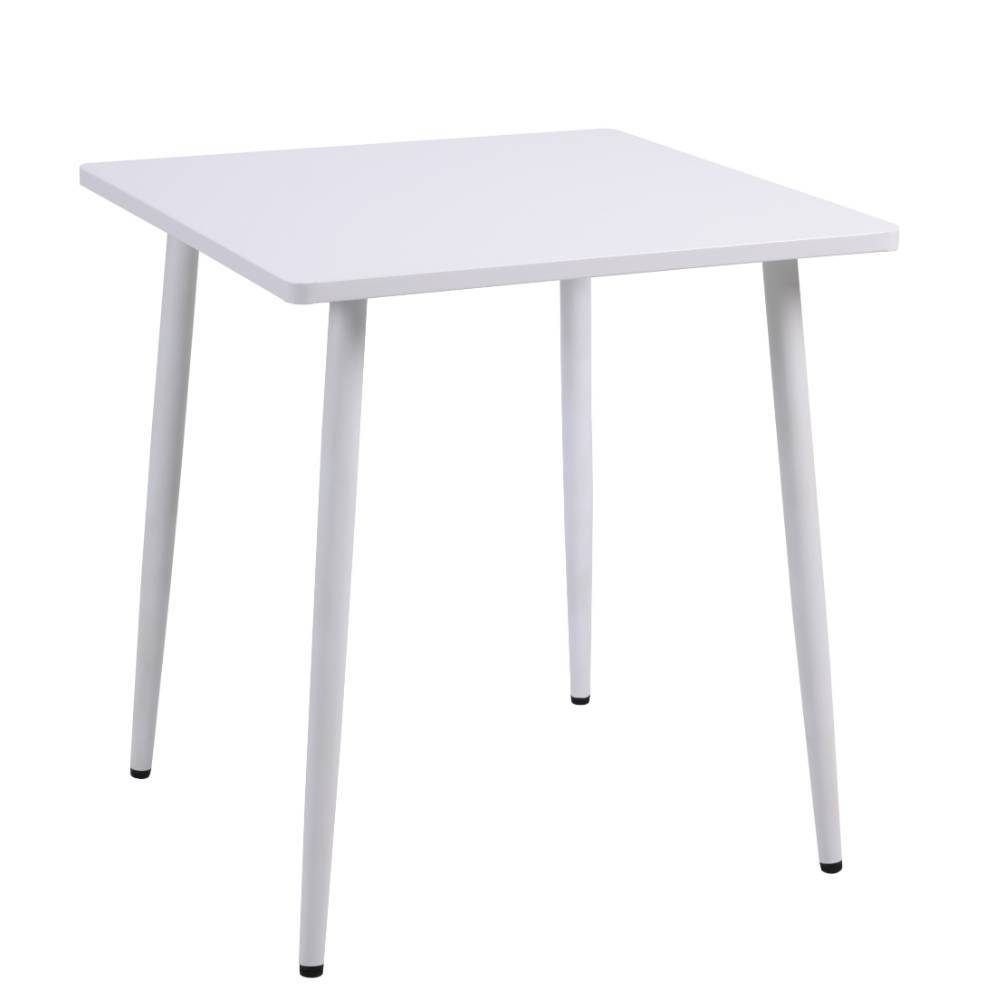 Quadratischer 70x70 cm Balkontisch in Weiß mit vier stabilen Beinen für draußen – Kario