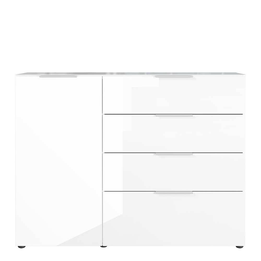 134x101x42 cm Kommode in Weiß mit Glas - Rufu