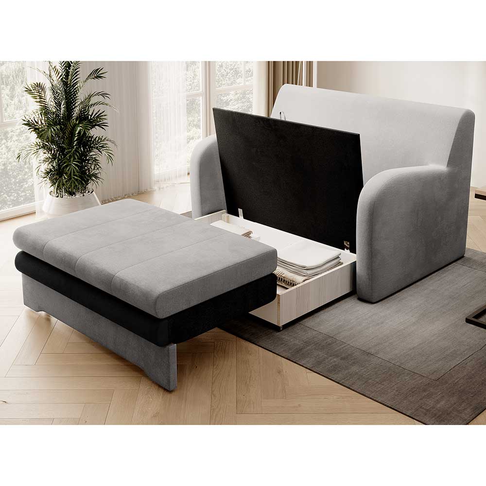 Velours-Schlafsofa in Hellgrau und Dunkelgrau - Praki