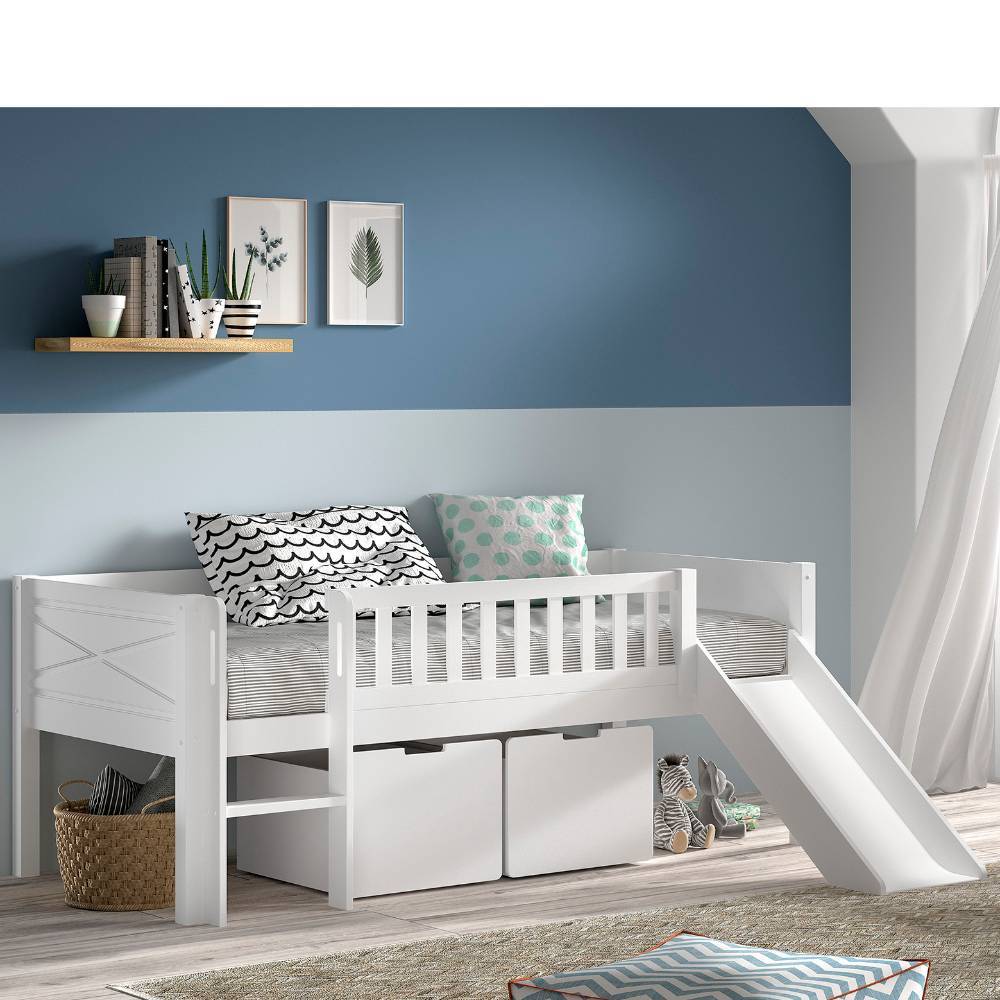 Halbhohes Kinderbett mit Rutsche - Loove