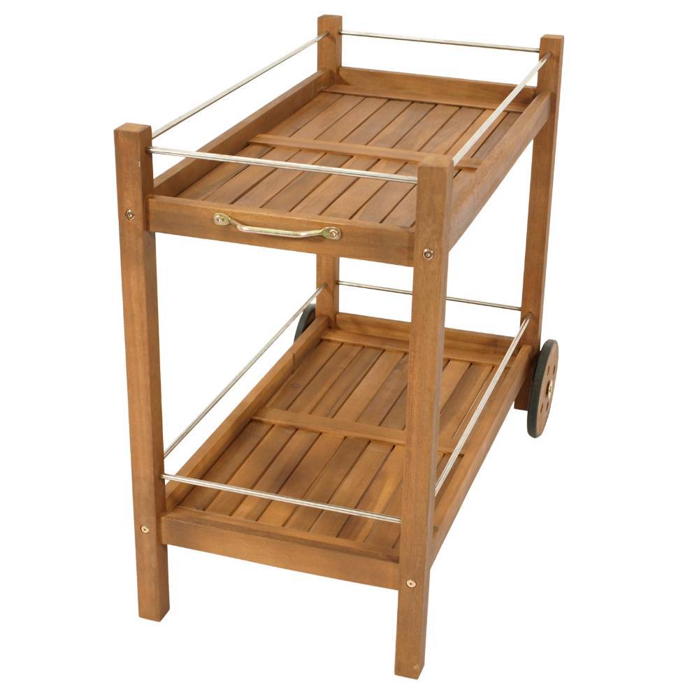 Outdoor-Servierwagen aus Akazie Massivholz - Bastian