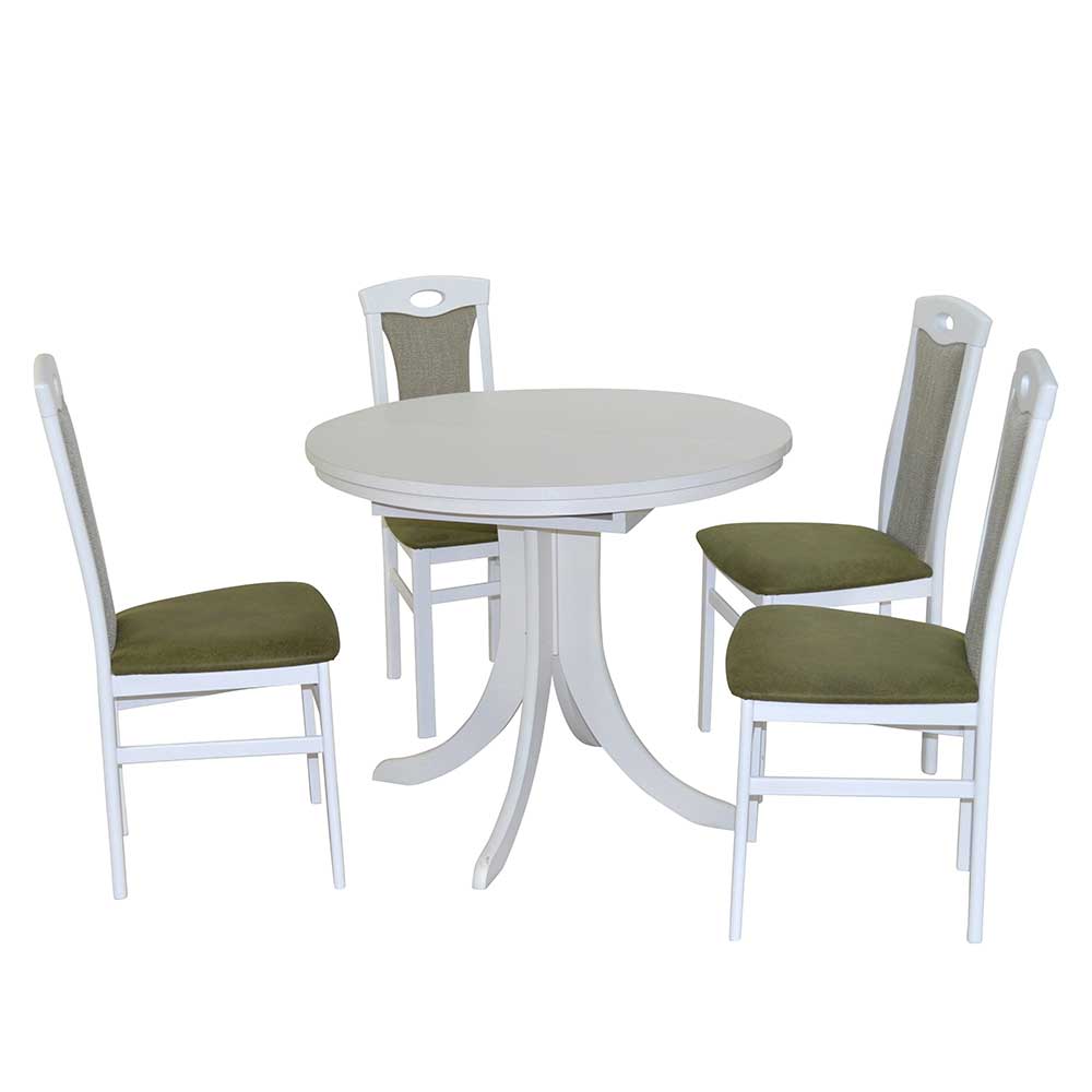 Runde Tischgruppe in Weiß - Mosca (fünfteilig)