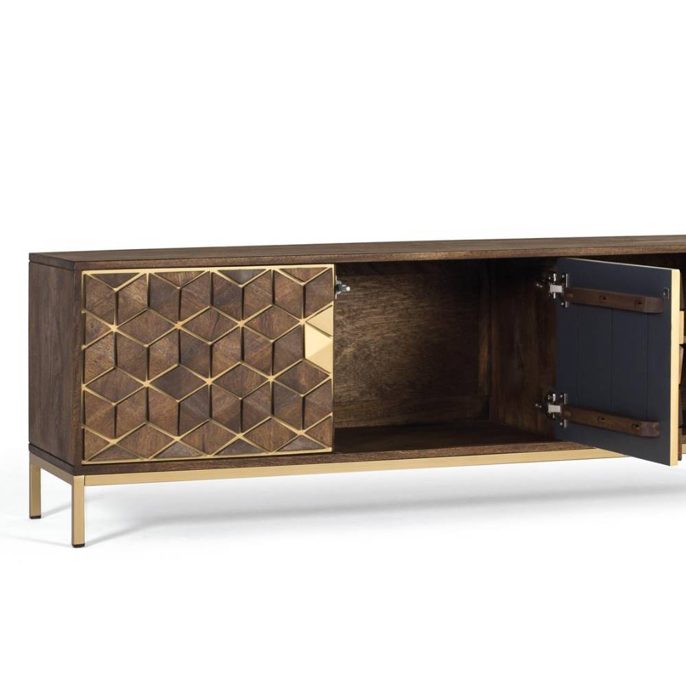 Design-TV-Board in Walnuss und Gold - Rasimo