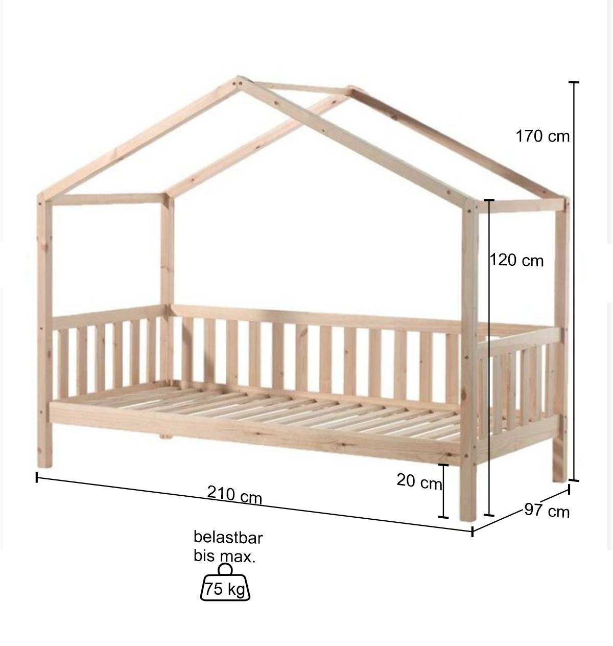 Kinder Haus Himmelbett 90x200 cm - Cosma