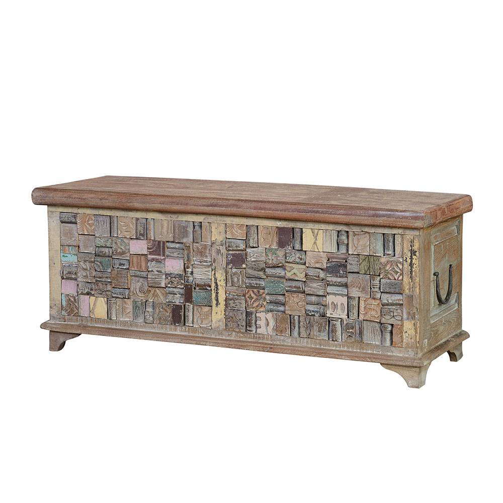 Design Holztruhe mit flachem Deckel - Gregoriana