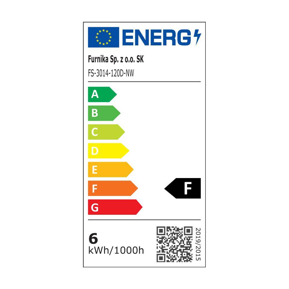 Energielabel für das Highboard mit Energieeffizienzklasse F und 6 kWh/1000h Verbrauch – Dasanti