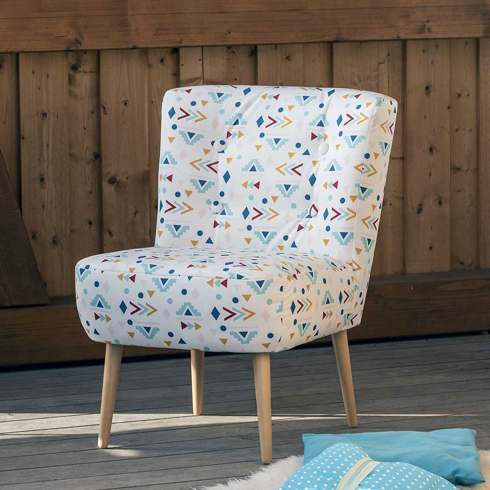 Retro Style Sessel mit gemustertem Stoffbezug - Veressa
