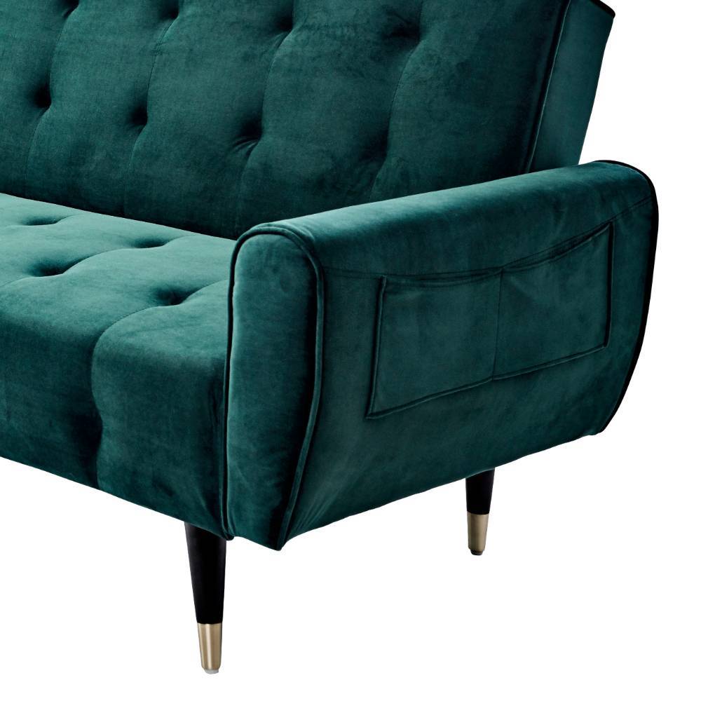 Dreisitzer Schlafsofa in Dunkelgrün Samt - Bela