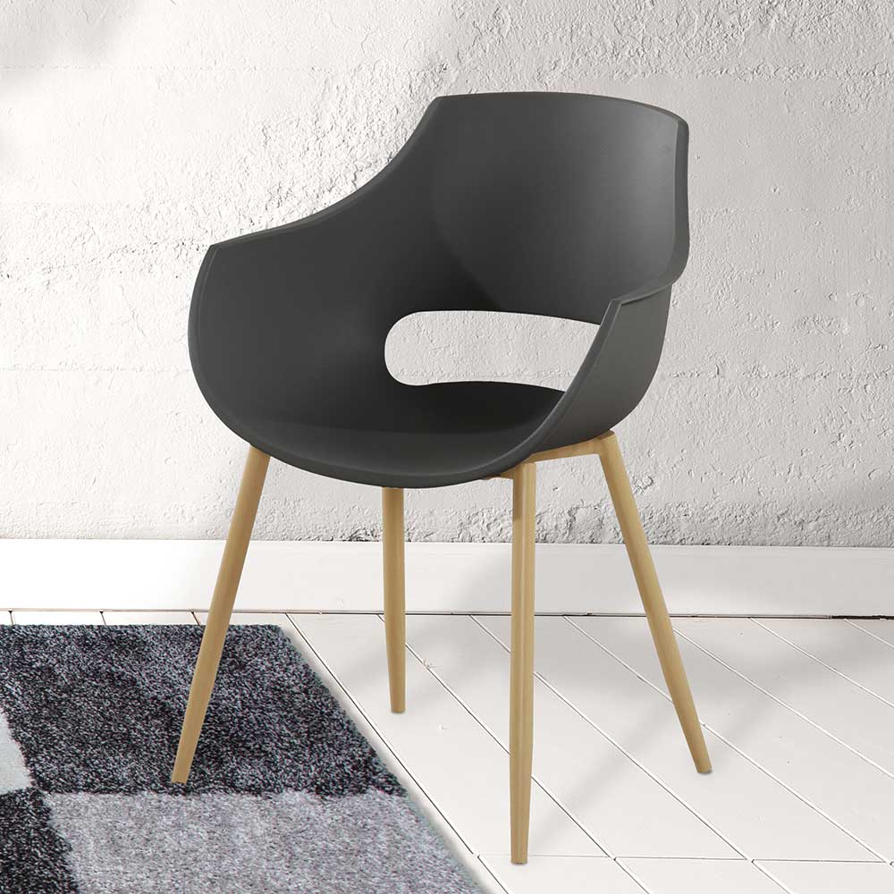 Design Stuhl mit Kunststoff Schale - Runau (2er Set)