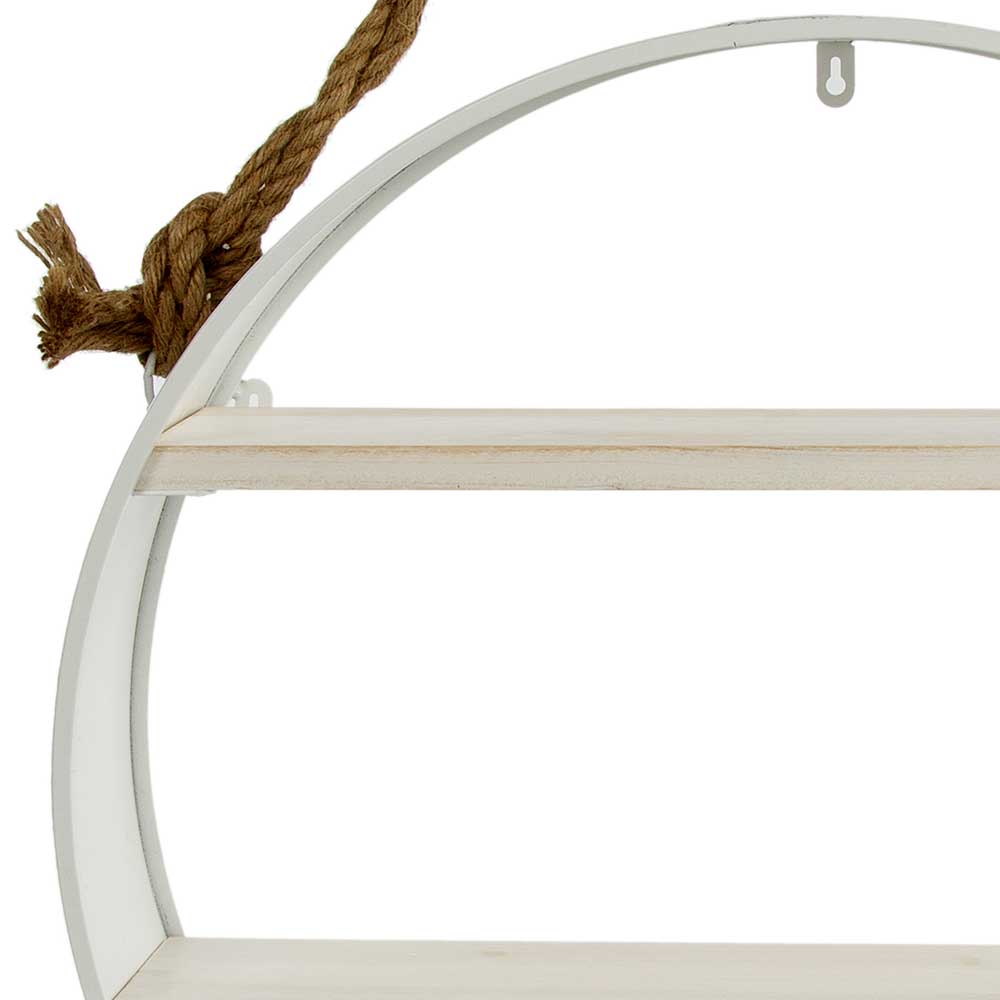 Weißes Regal in Rund mit Seil Aufhängung - Emzanua