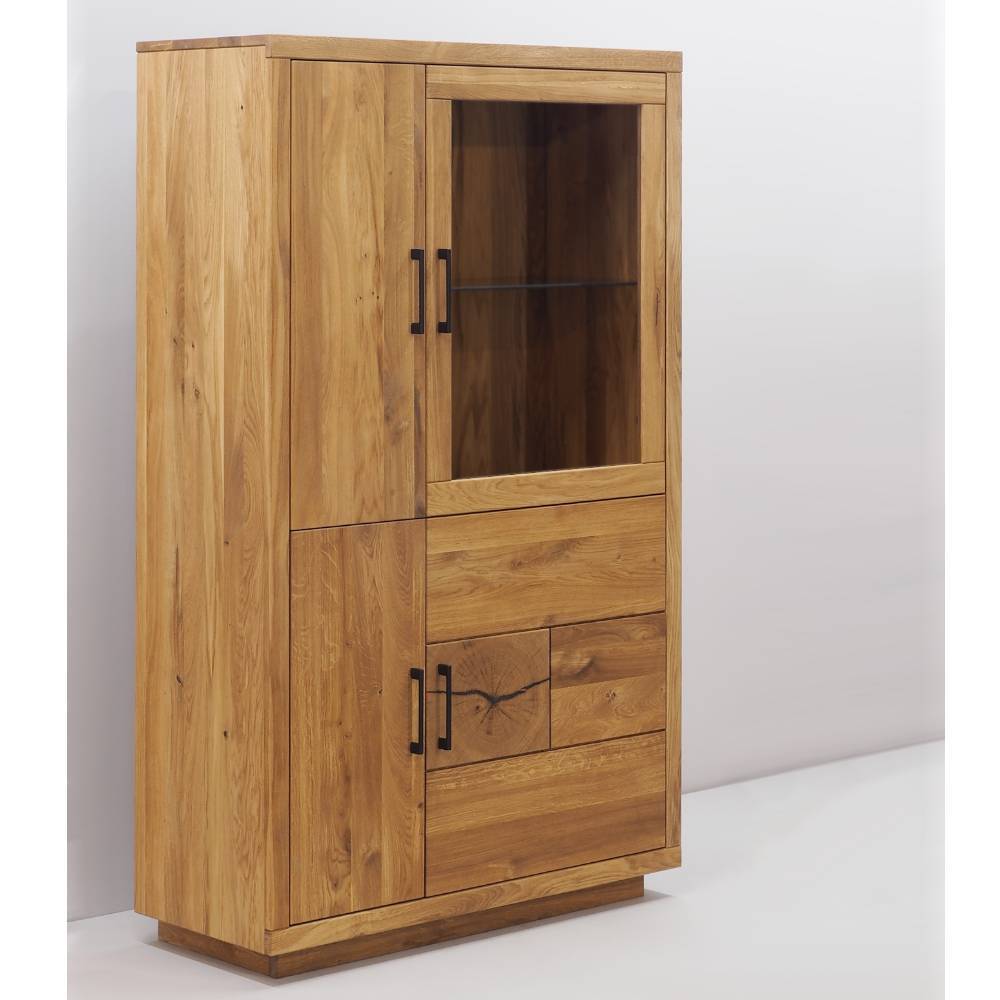 Schrank aus Eichenholz mit Glaseinsatz - Hugo