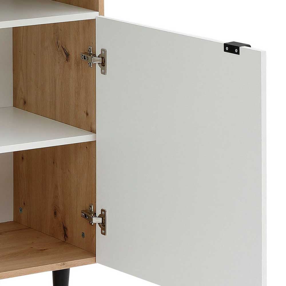 Highboard in Weiß mit Eiche - Ledicato