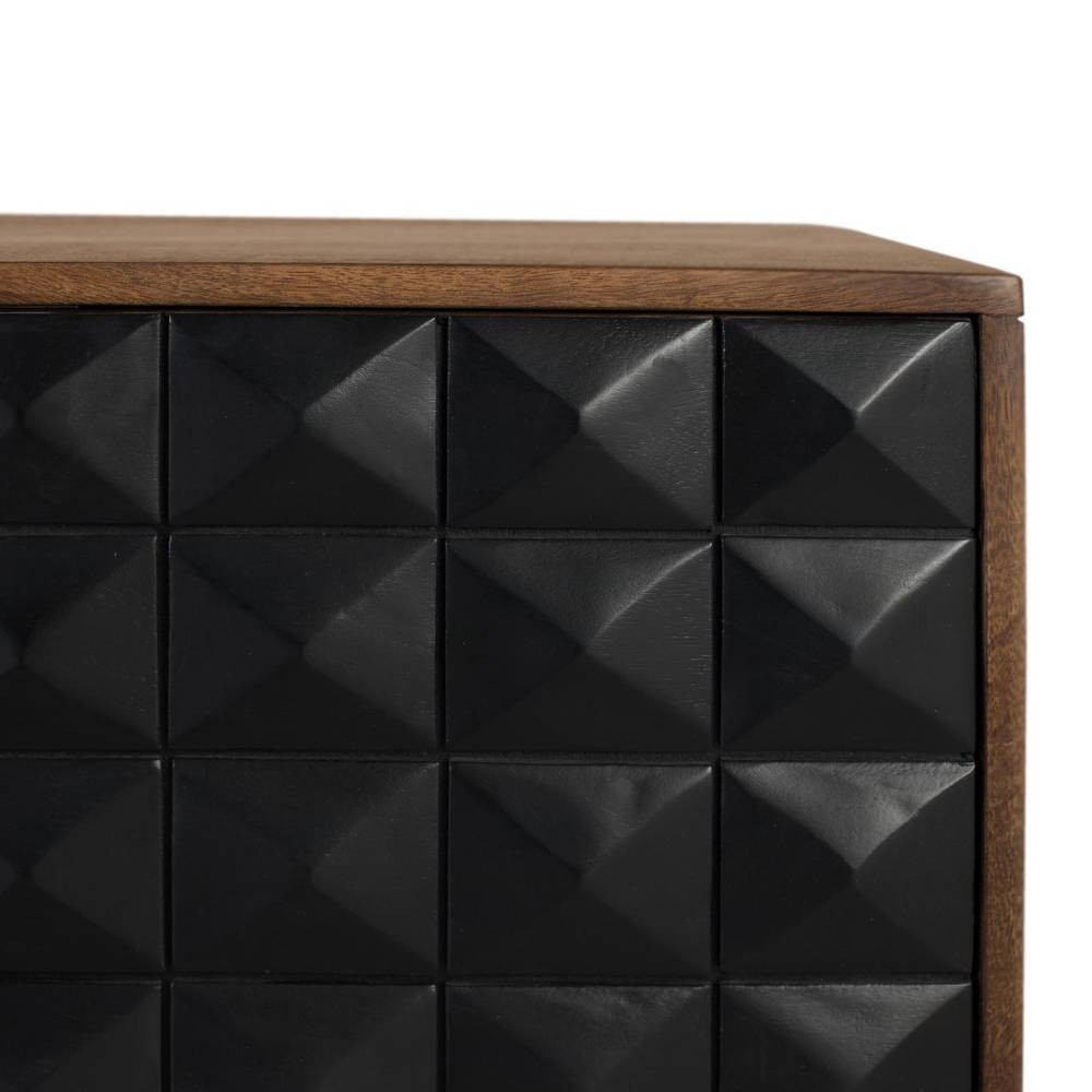 Prägnante schwarze 3D-Pyramiden-Struktur der TV-Bank Tür aus Holz – Crabina