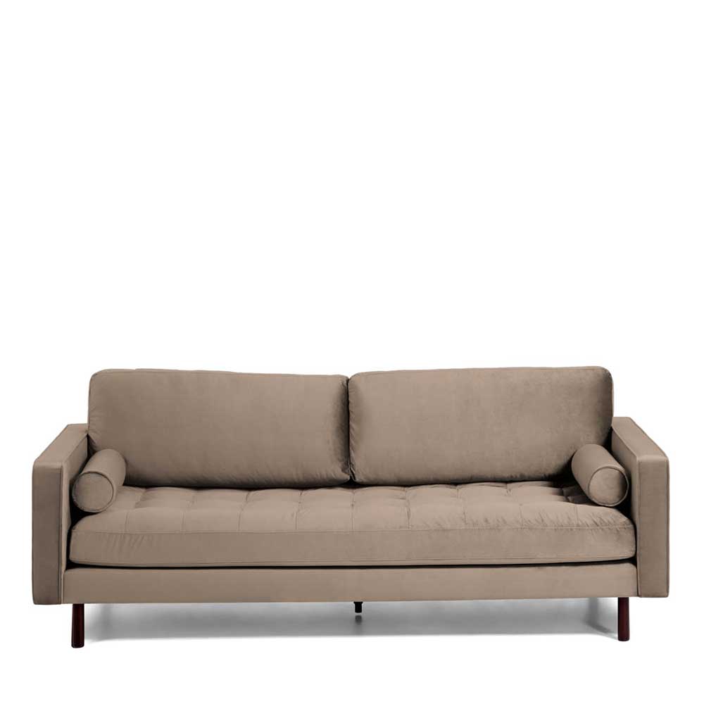 3er Couch aus Samt in Taupe - Olli