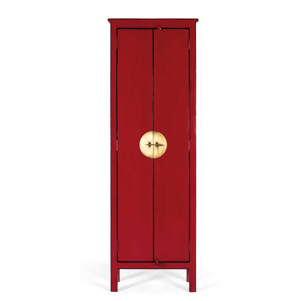 60x180x35 Massivholz Schrank in Rot lackiert - Iscian