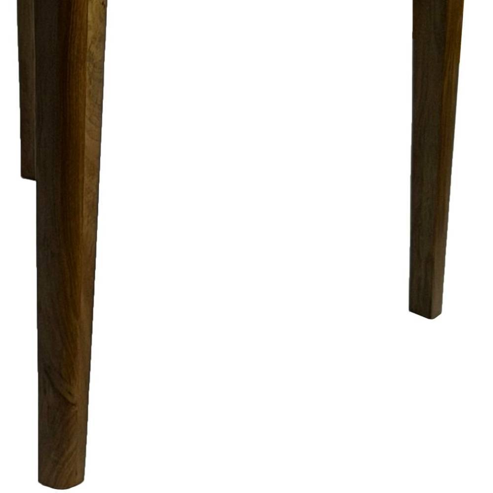 Tischbeine des dunkelbraunen Esstisches mit Holzstruktur und schlankem Design – Flexin