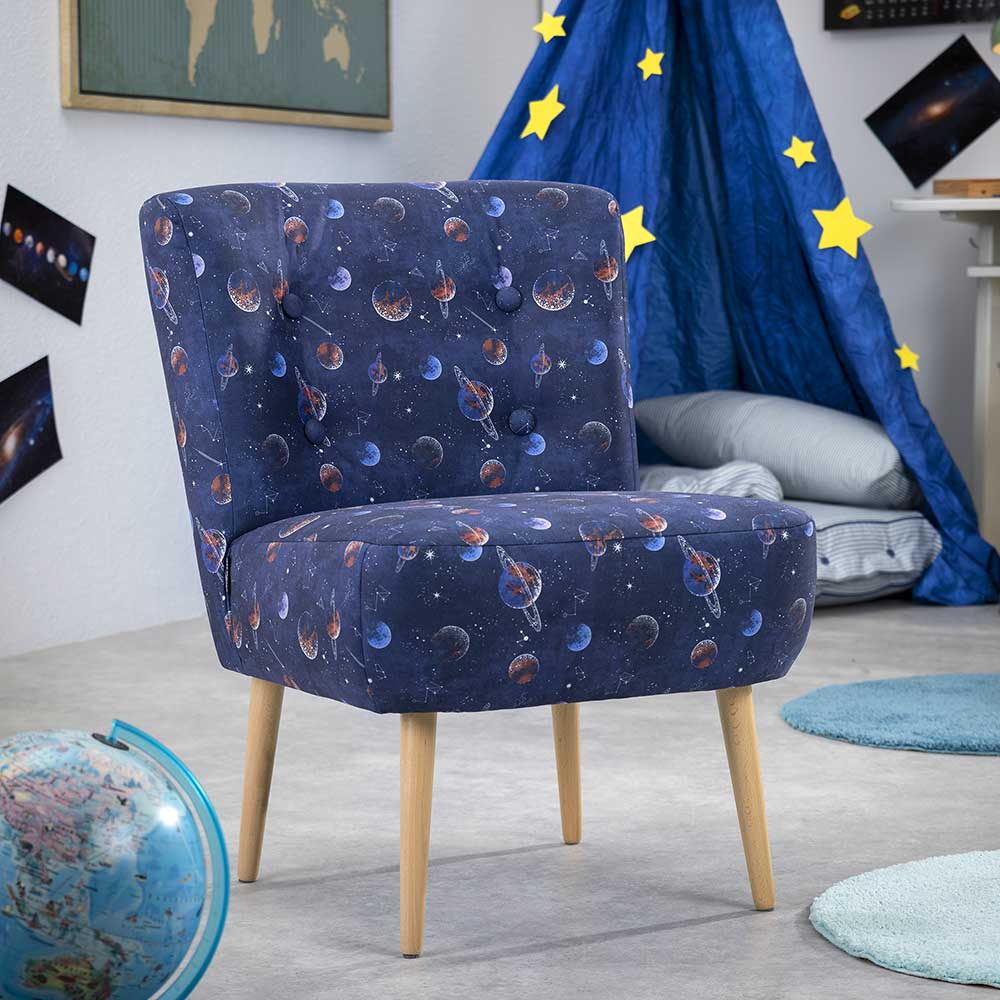 Sessel in Blau mit Planeten und Sternen - Marcs