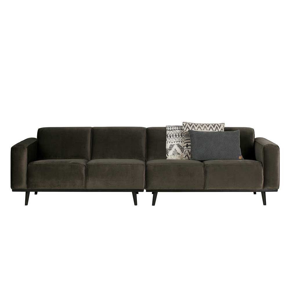 Retro Samt Sofa in Dunkelgrün Italiano mit 280cm