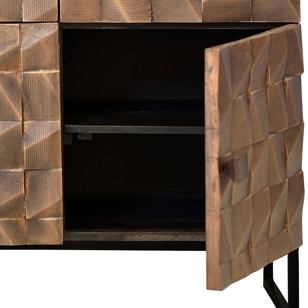 Design Sideboard in Bronze und Mango Natur - Bensez