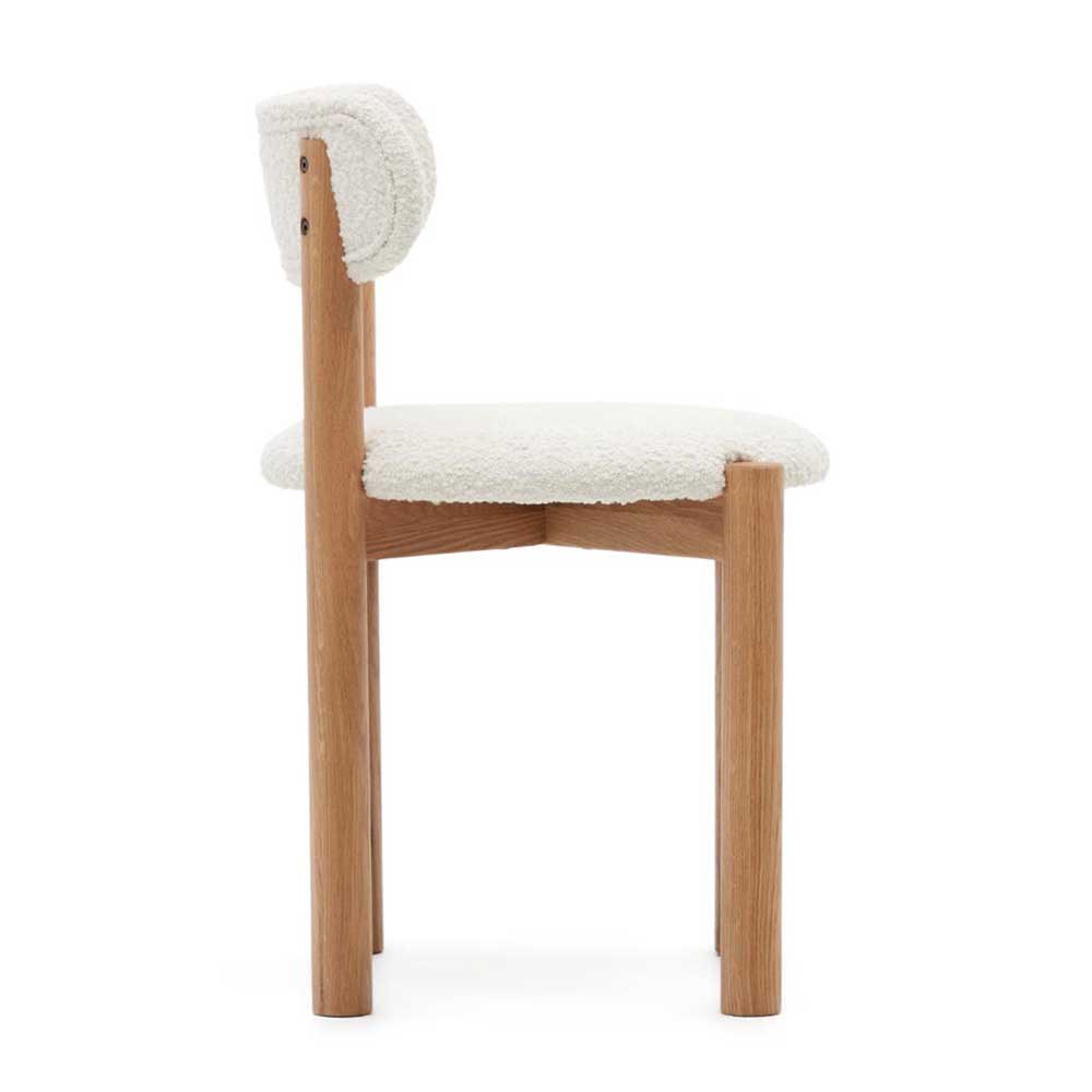 Skandi Stühle aus Boucle in Weiß - Karina (2er Set)