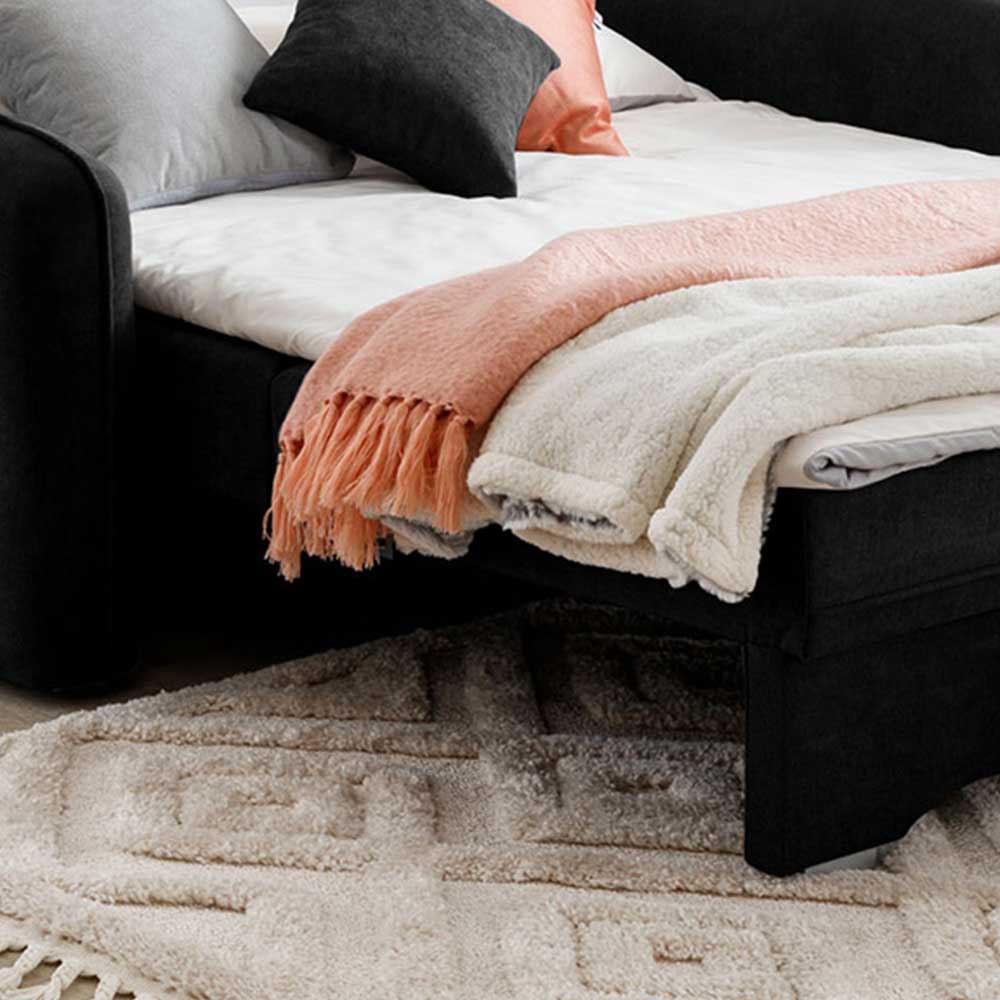 Klappcouch in Schwarz Veloursbezug - Yangu
