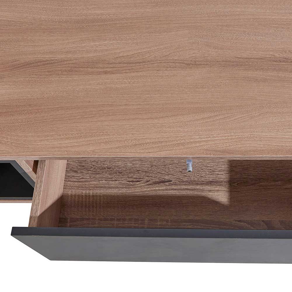 Couchtisch in Anthrazit und Holzoptik Braun - Hietro