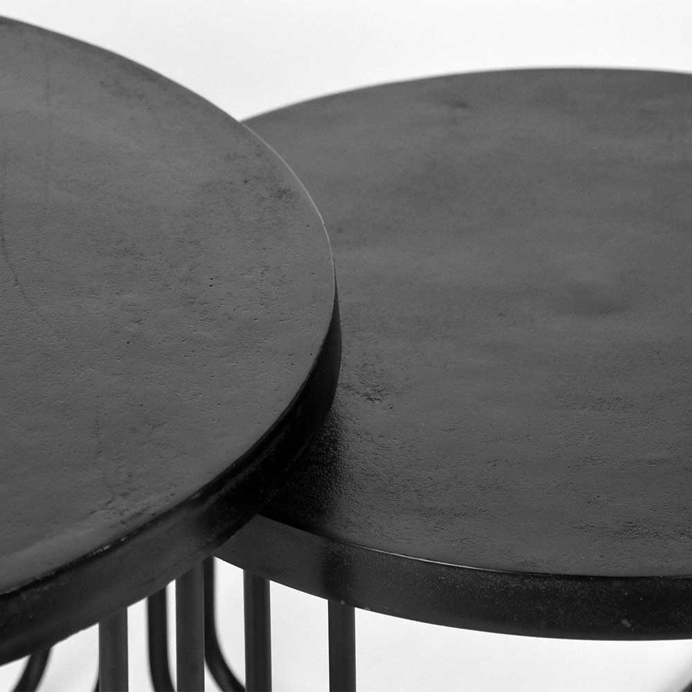 Runder Zweisatztisch in Schwarz - Izao (zweiteilig)
