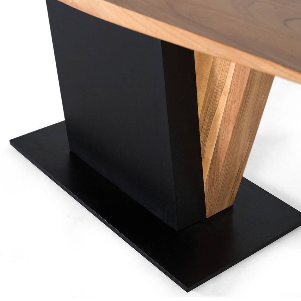 Design Esszimmertisch in Akazie Natur mit Schwarz - Karibia