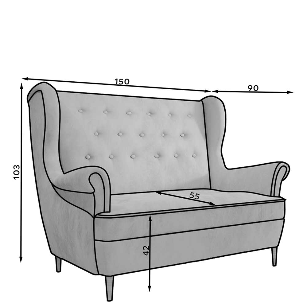 Sofa mit Ohren in Grün Webstoff - Palencial