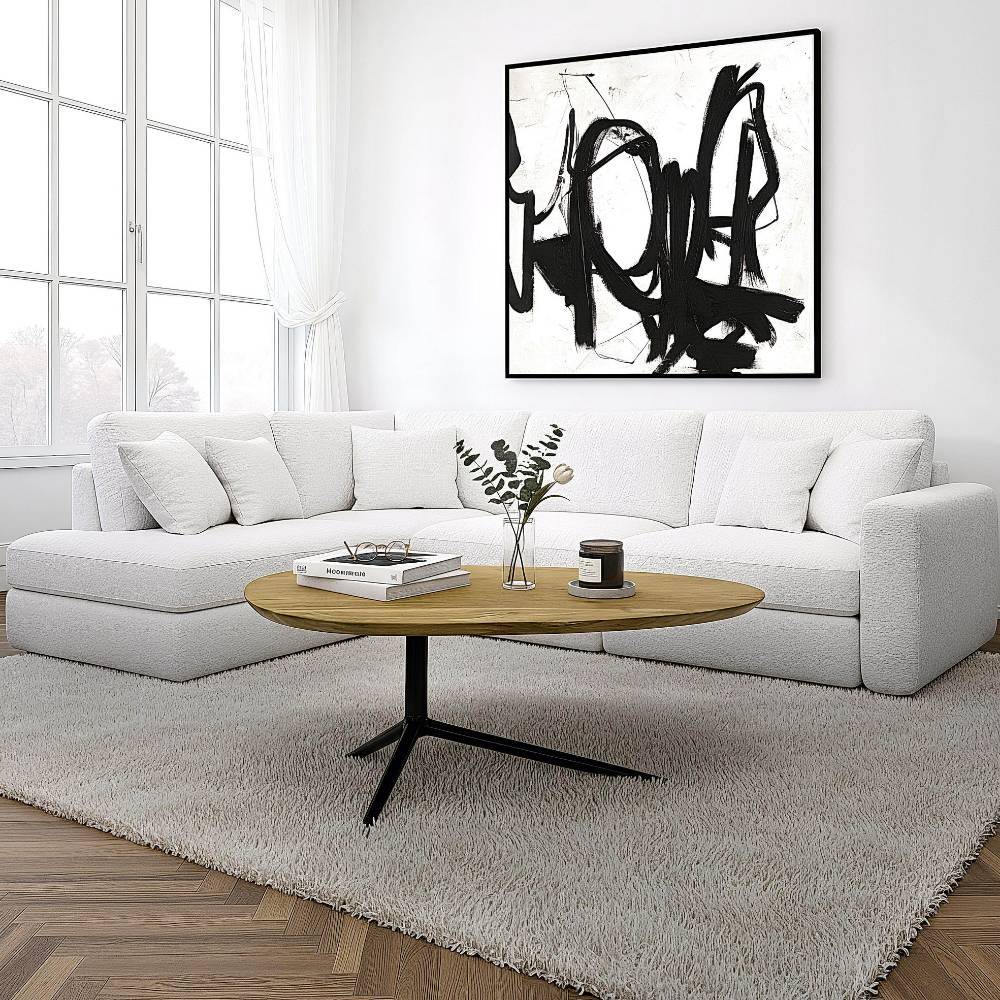 Retro-Style Couchtisch mit ovaler Holzplatte - Tyziona