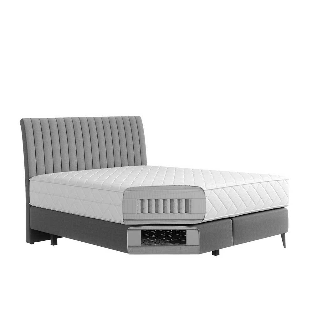 Hohes Boxspringbett in Senfgelb Velours - Ejulia