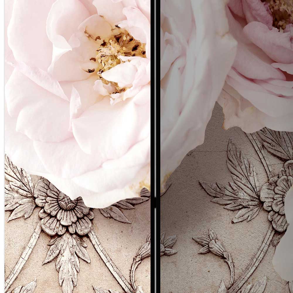 Romantisch bedruckter Paravent mit Blüten Motiv - Benns