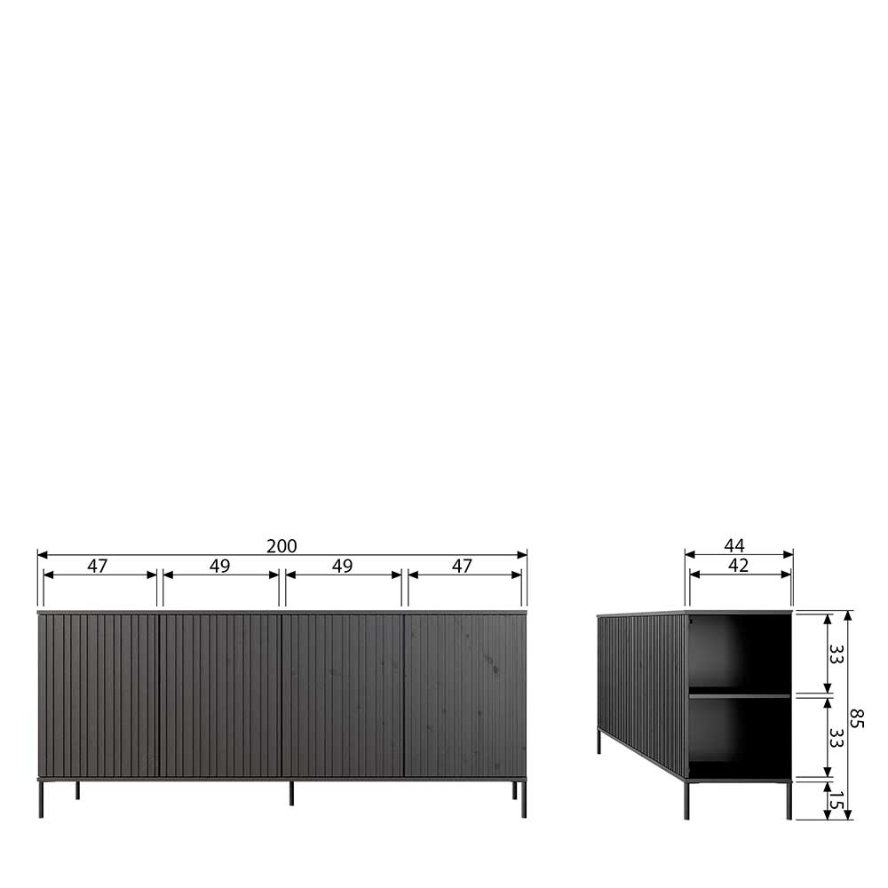 2m breites Sideboard mit vier Türen - Banyo