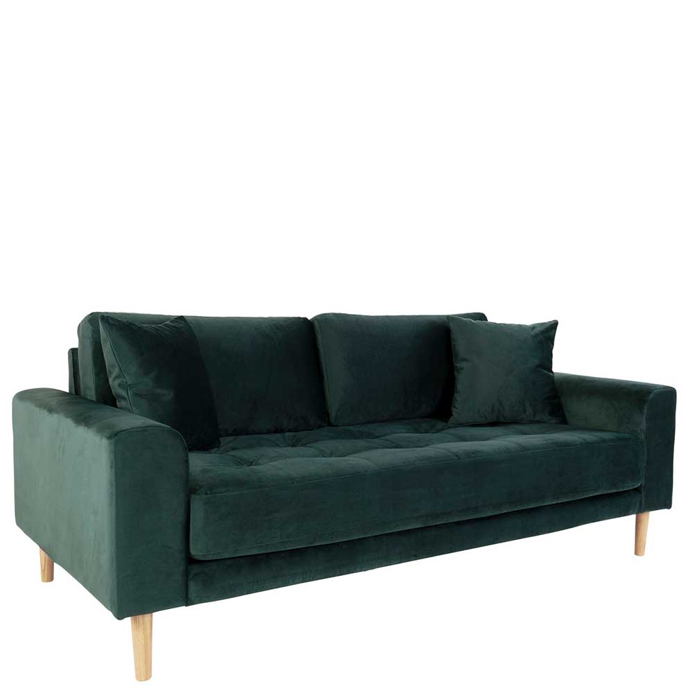 180x76x93 Samt Wohnzimmercouch in Dunkelgrün - Secilia