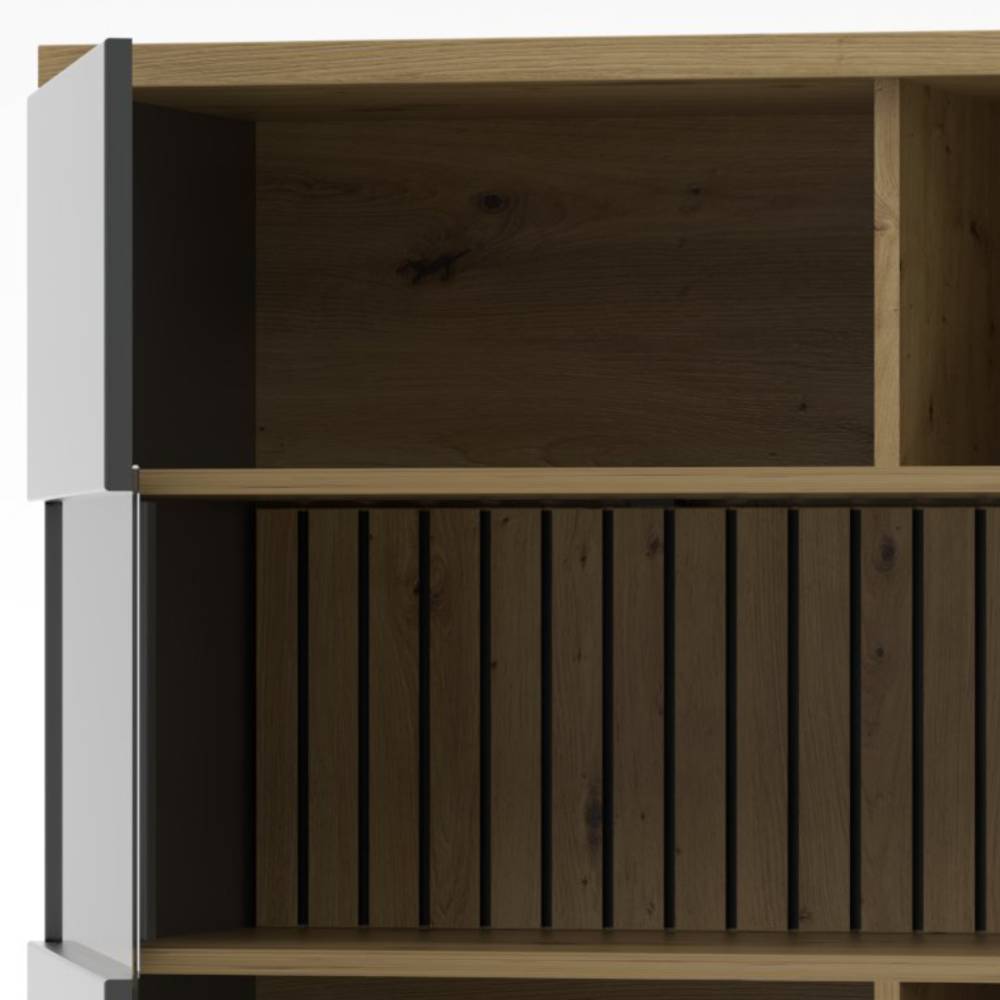 Highboard Vitrine in Dunkelgrau - Azar