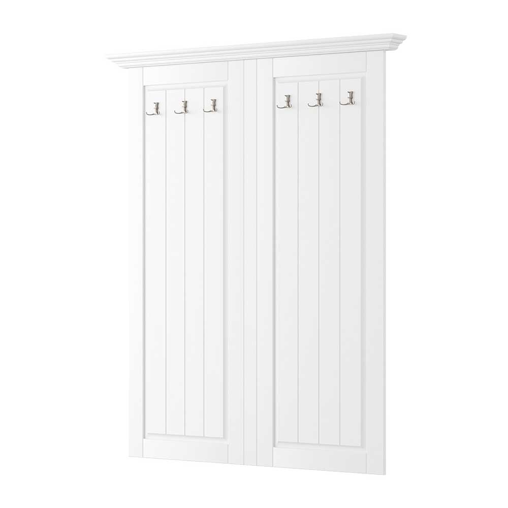 Landhaus Garderobenpaneel in Weiß lackiert - Indico